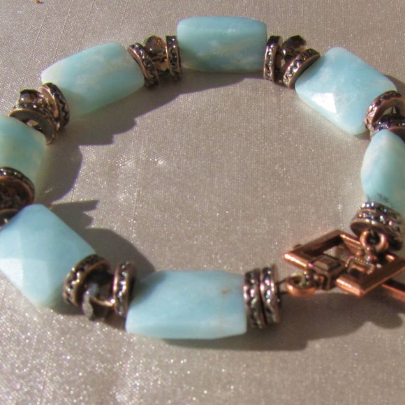 7.25" Amazonite, Smoky Quartz, & Copper Artisan Bracelet - Picture 7 of 7